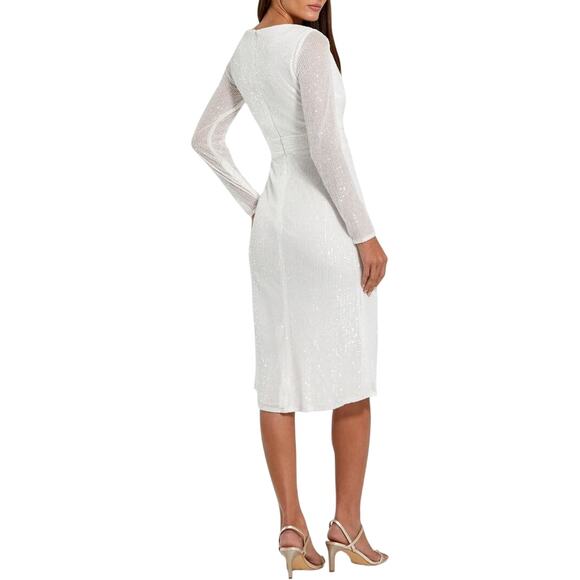 MAC DUGGAL 26555 Long Sleeve Sequined Midi Dress Size 6 New w/o Tag MSRP $258 - Picture 2 of 8